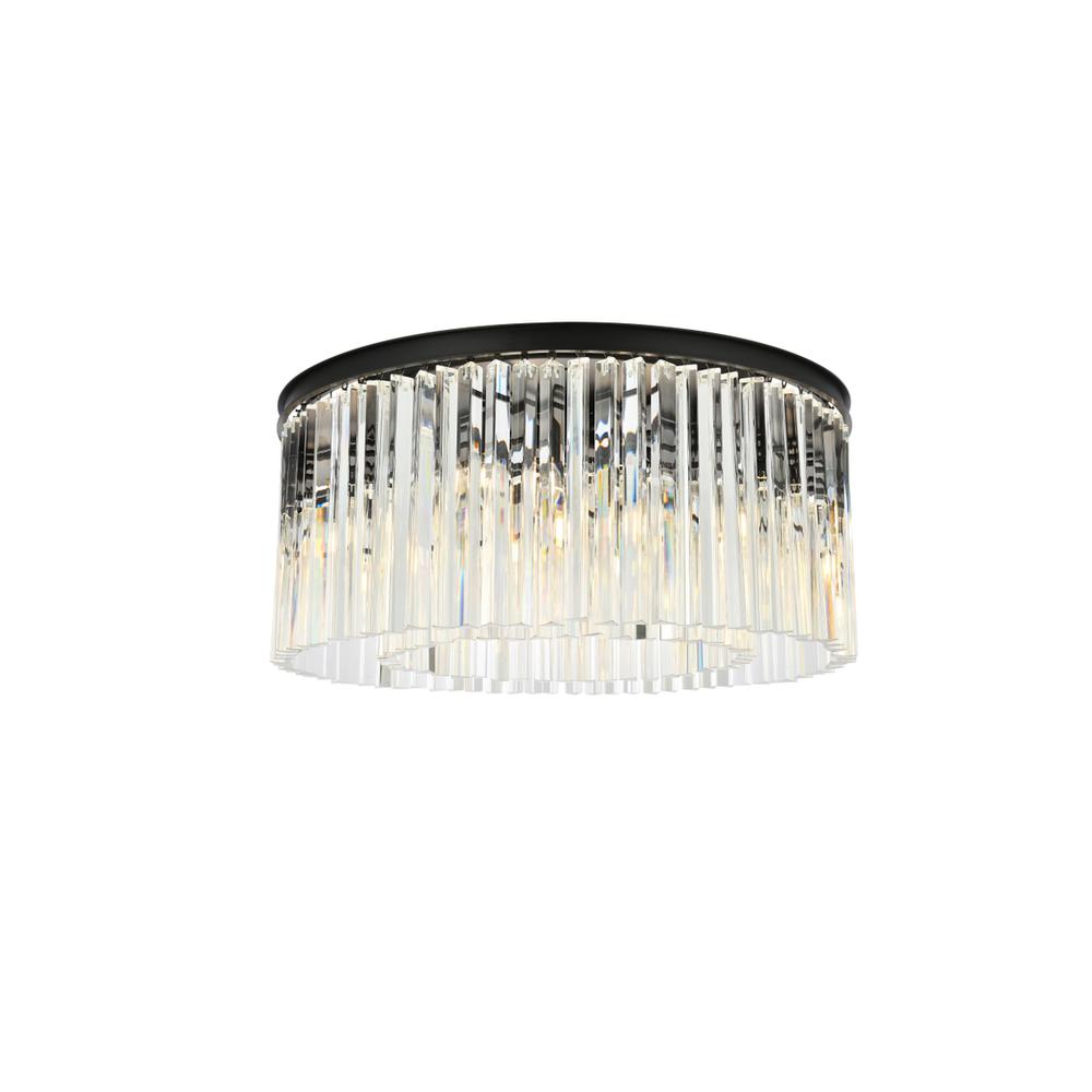 Sydney 8 light Matte Black Flush Mount Clear Royal Cut Crystal. Picture 1