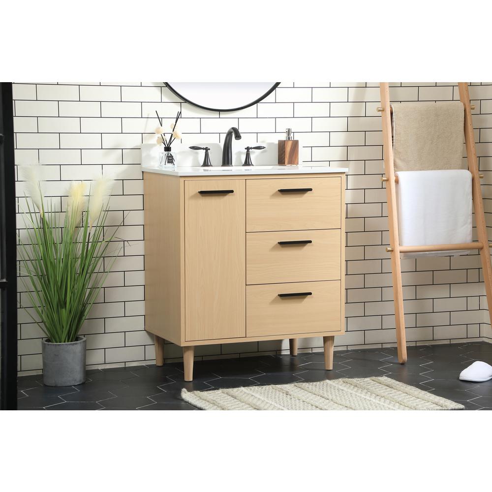 30 inch bathroom vanity in Maple with backsplash. Picture 2