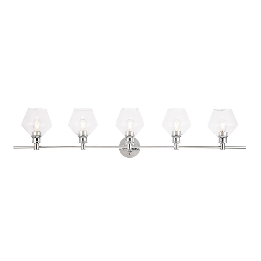 Gene 5 light Chrome and Clear  glass Wall sconce. Picture 1