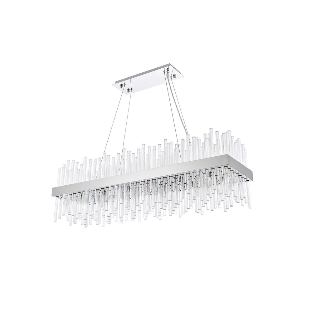 Dallas 42 inch rectangle crystal pendant in chrome. Picture 6