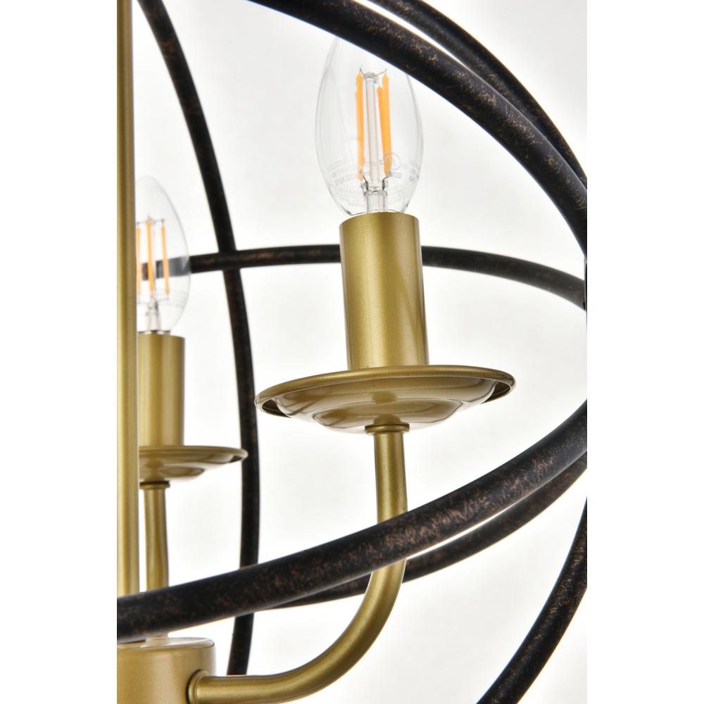 Octavia 3 light Brass and Dark Brown Pendant. Picture 11
