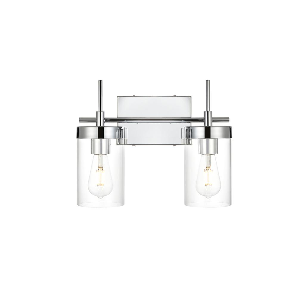 Benny 2 light Chrome and Clear Bath Sconce. Picture 1