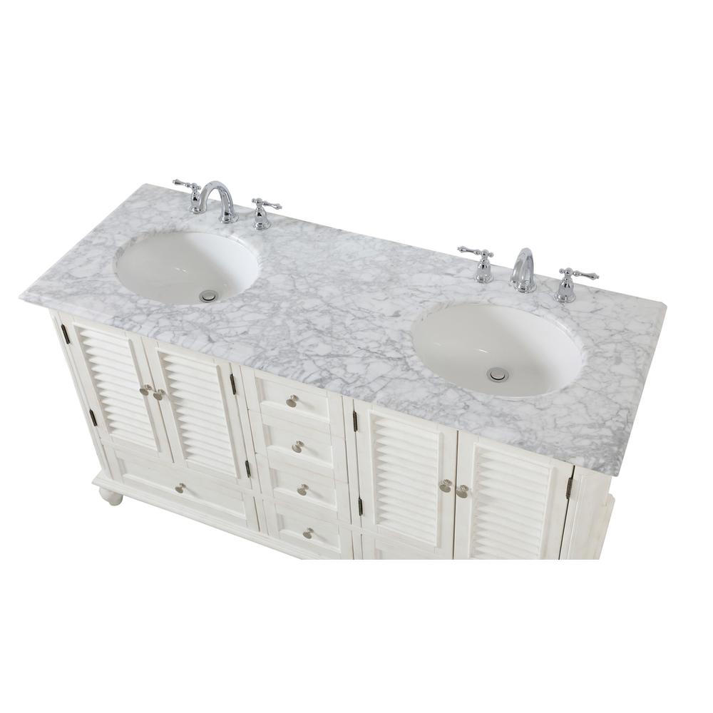 60 inch Double Bathroom Vanity in Antique White. Picture 9