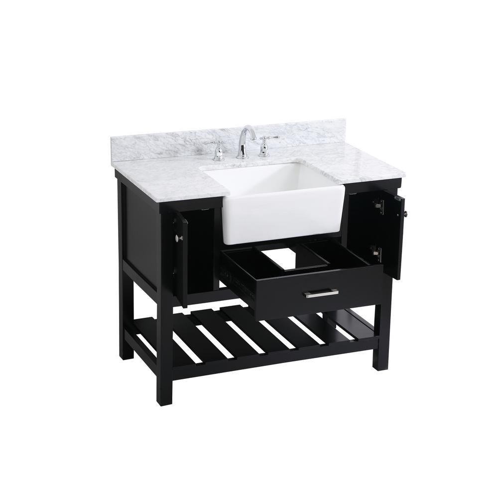 42 inch Single bathroom vanity in black with backsplash. Picture 9