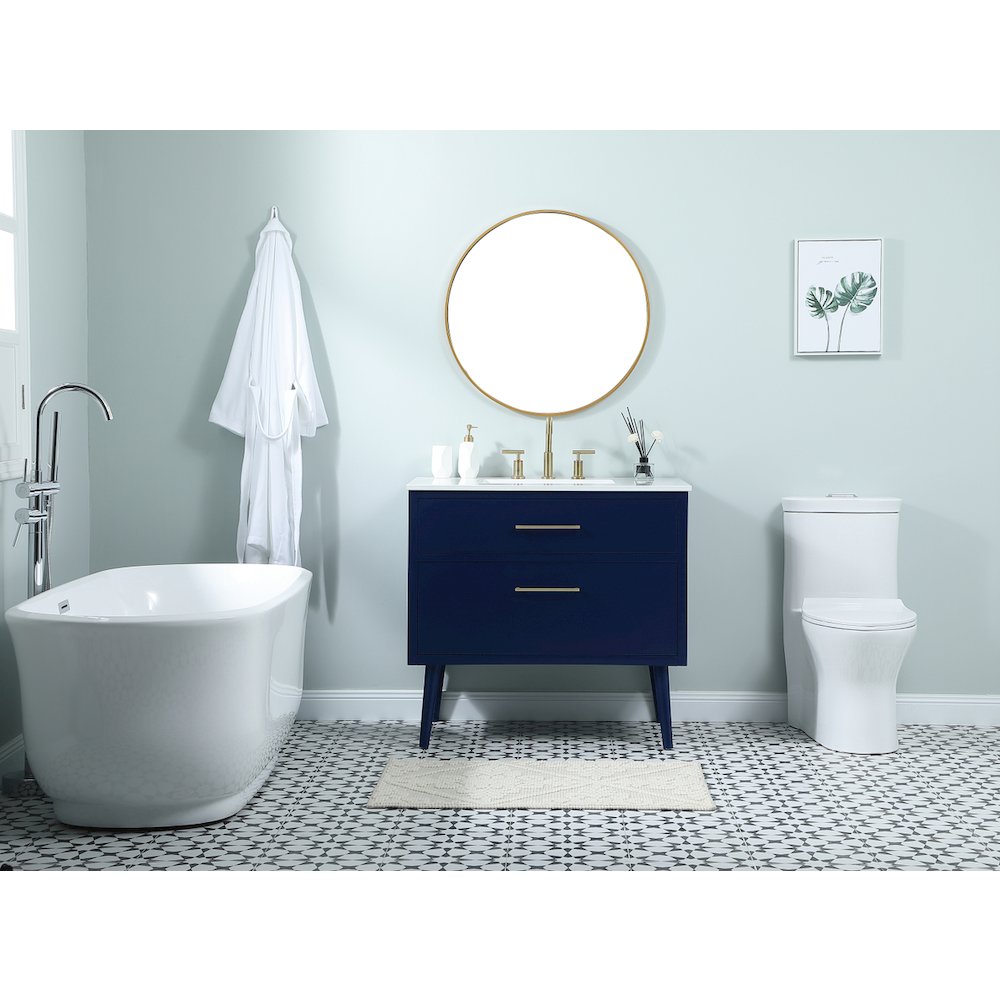 36 Inch Bathroom Vanity In Blue. Picture 5