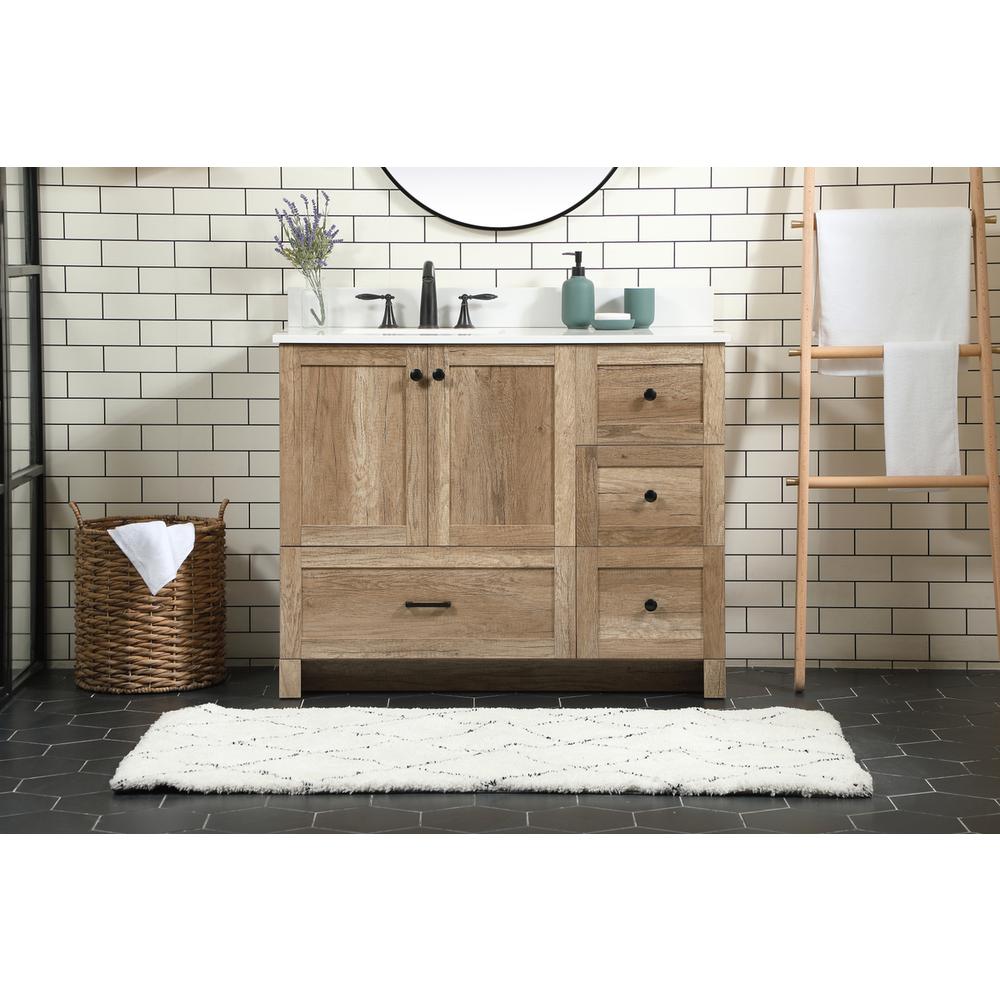 42 inch Single bathroom vanity in natural oak with backsplash. Picture 14