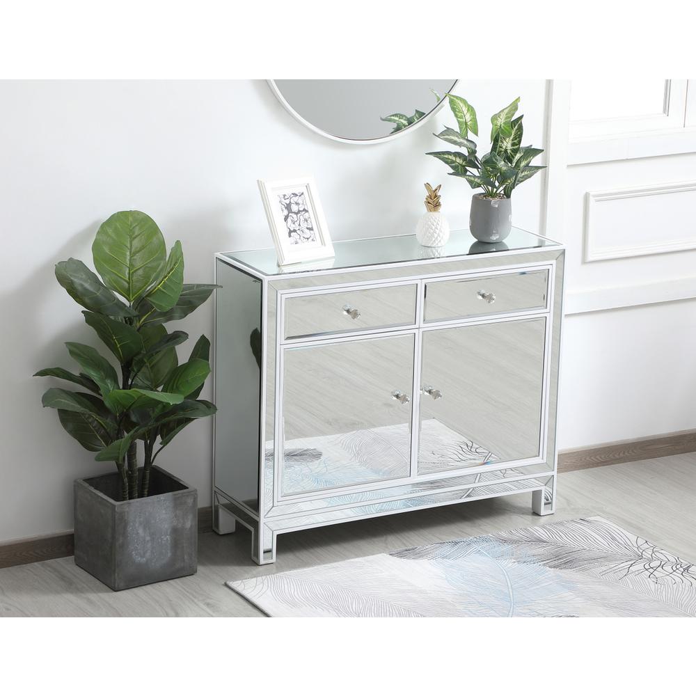 38 inch mirrored end table in white. Picture 3