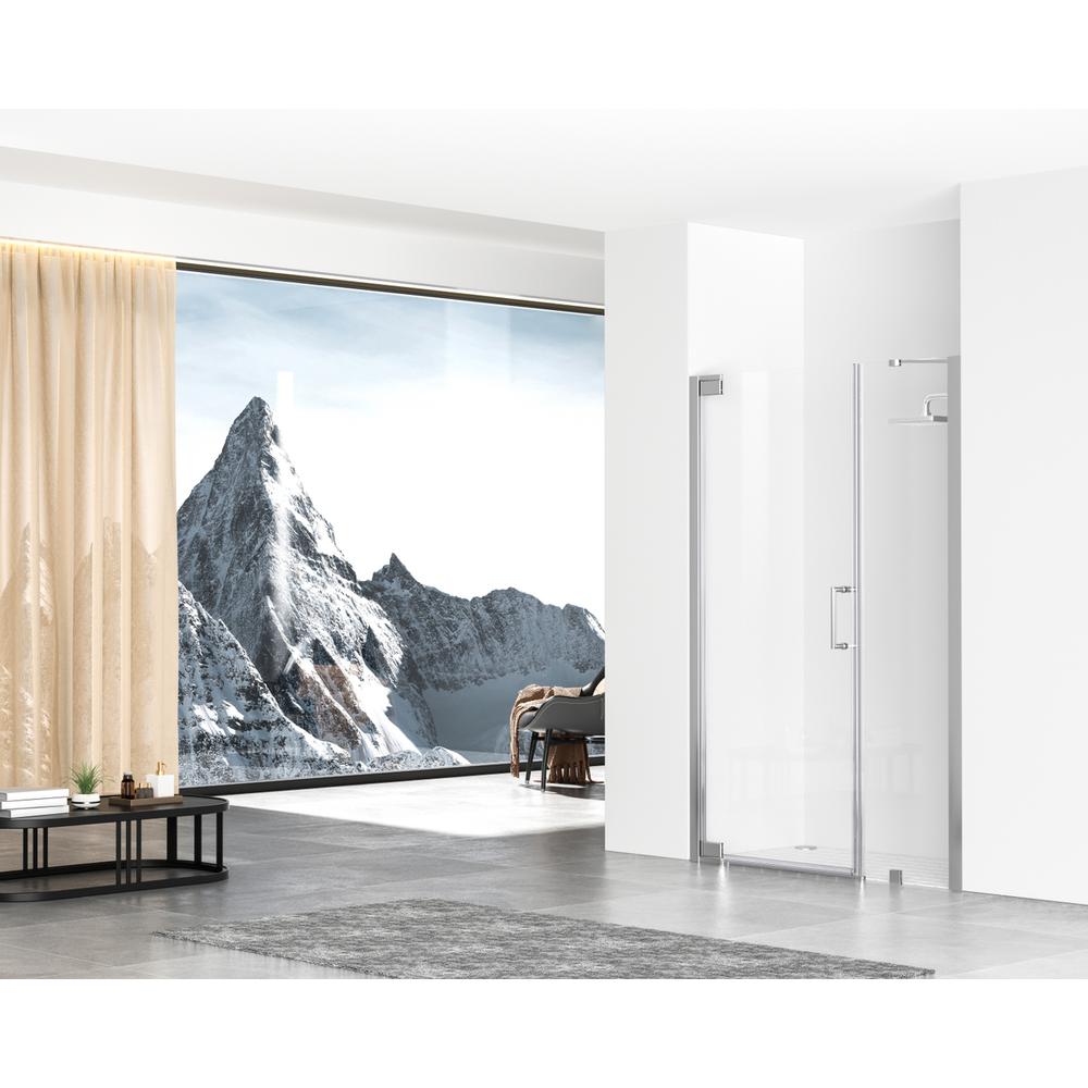 Semi-frameless hinged shower door 48 x 72 Polished Chrome. Picture 2