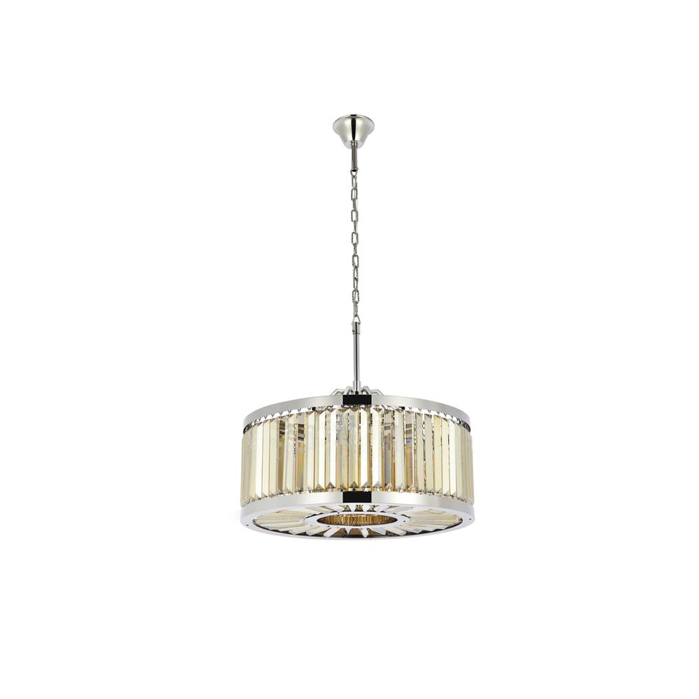 Chelsea 8 light polished nickel Chandelier Golden Teak (Smoky) Royal Cut Crystal. Picture 6