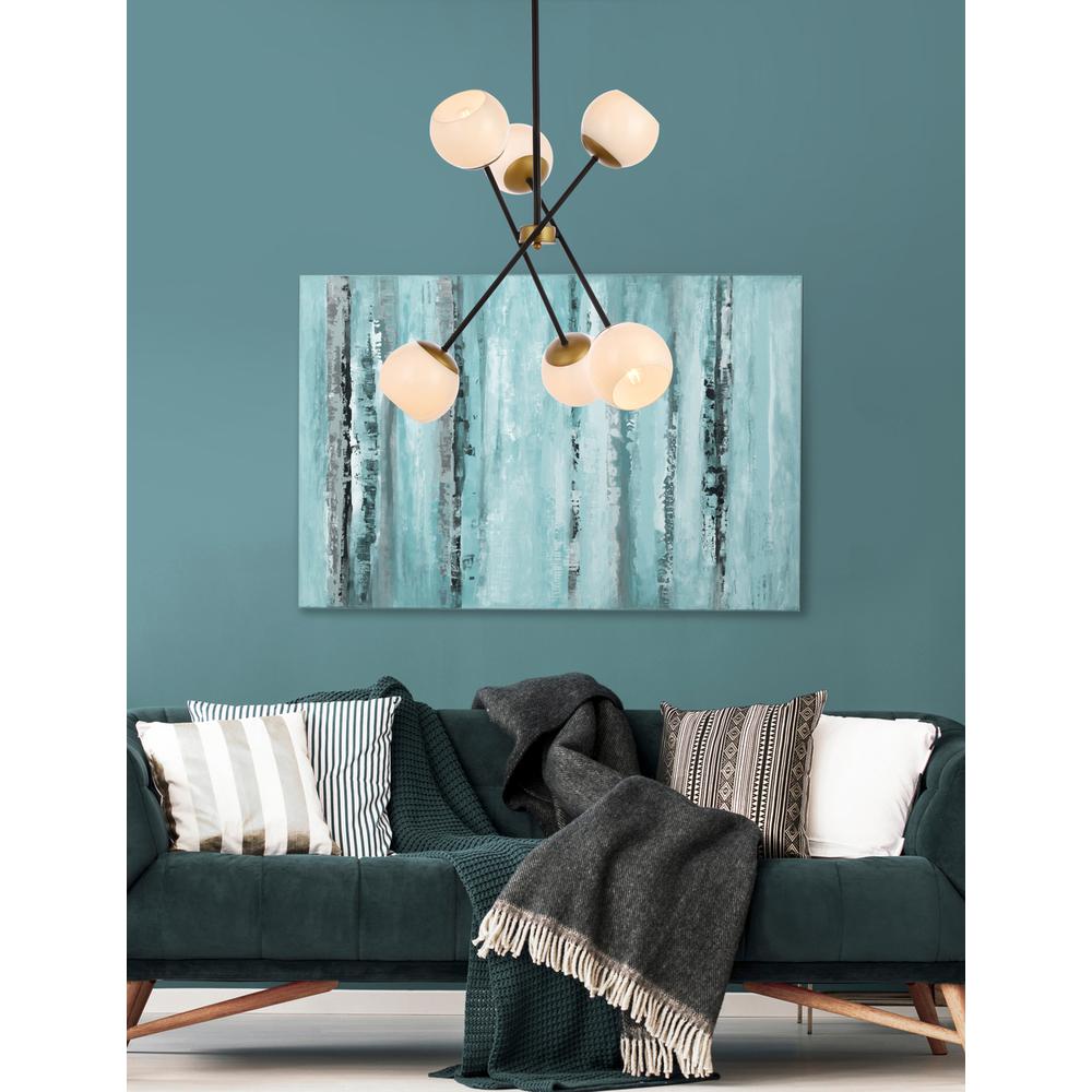 Axl 24 inch pendant in black and brass with white shade. Picture 9