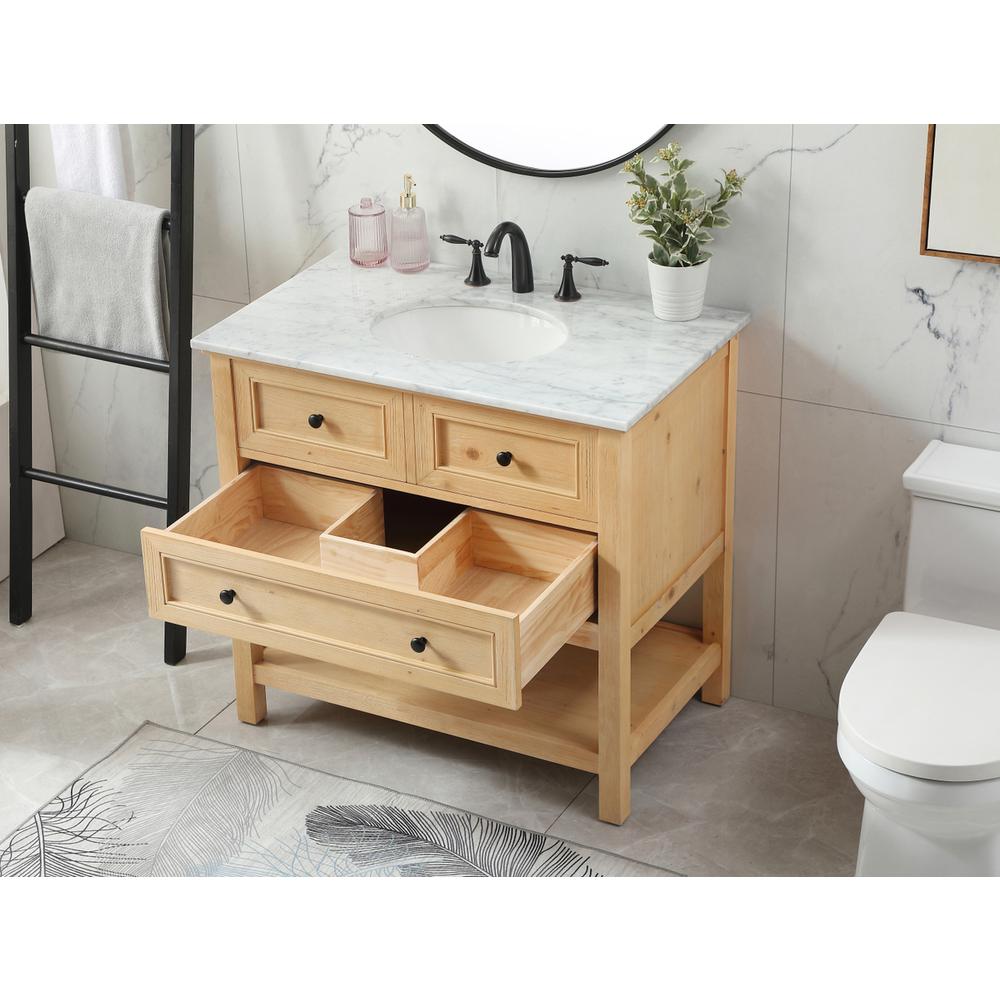 36 inch Single bathroom vanity in natural wood. Picture 3