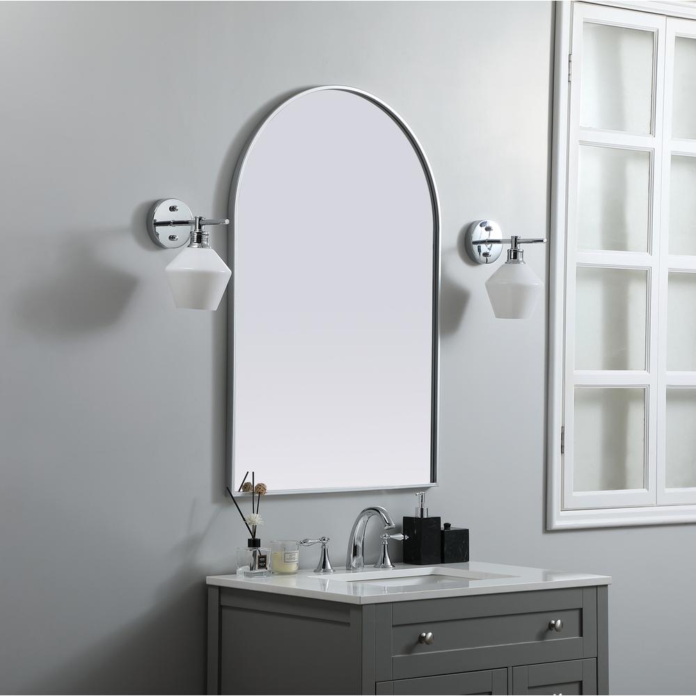 Metal Frame Arch Mirror 27x40 Inch in Silver. Picture 9