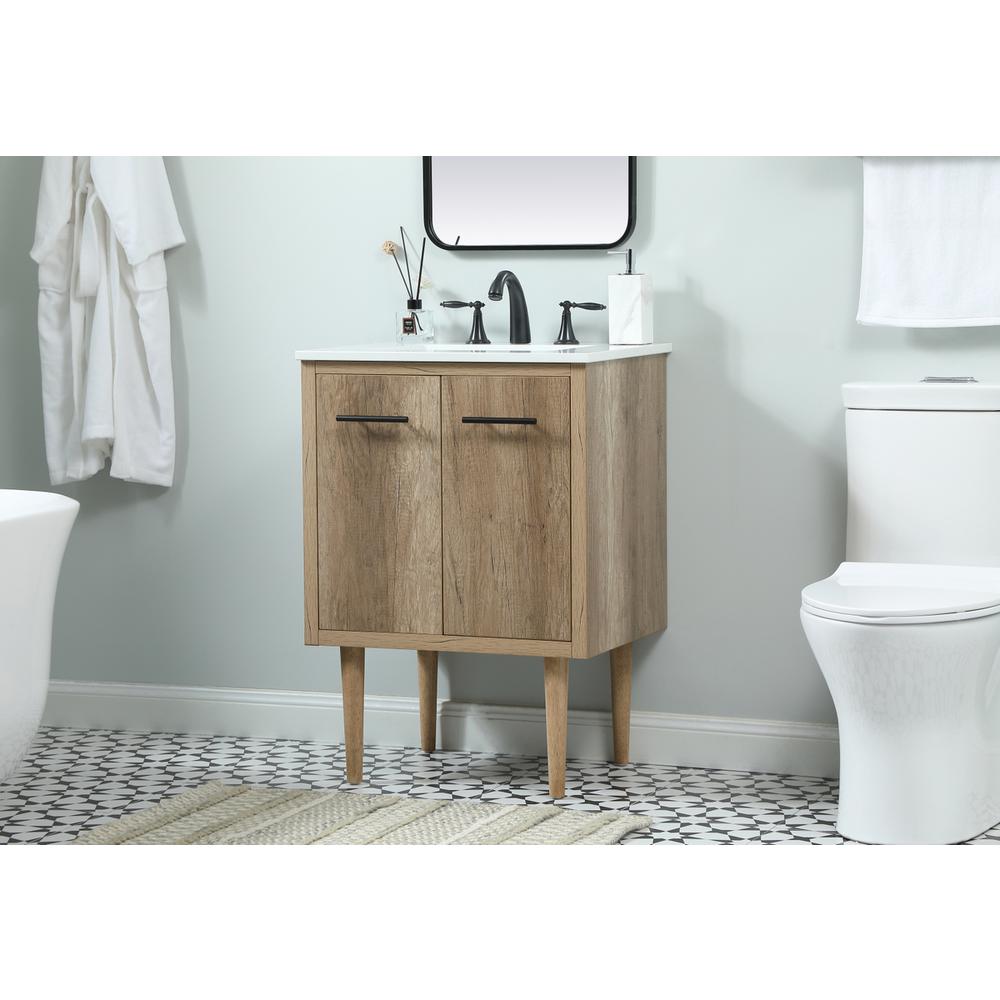 24 inch Single bathroom vanity in natural oak. Picture 2