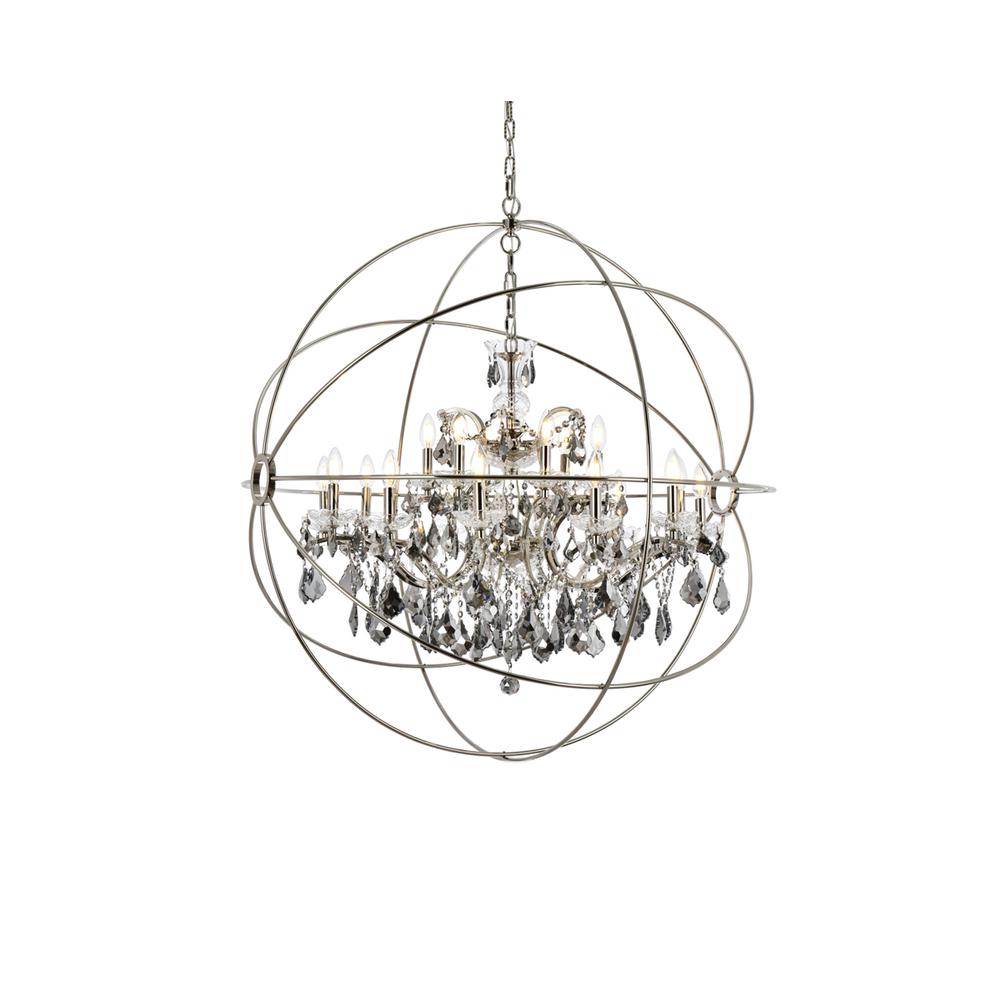 Geneva 18 light polished nickel Chandelier Silver Shade (Grey) Royal Cut crystal. Picture 2