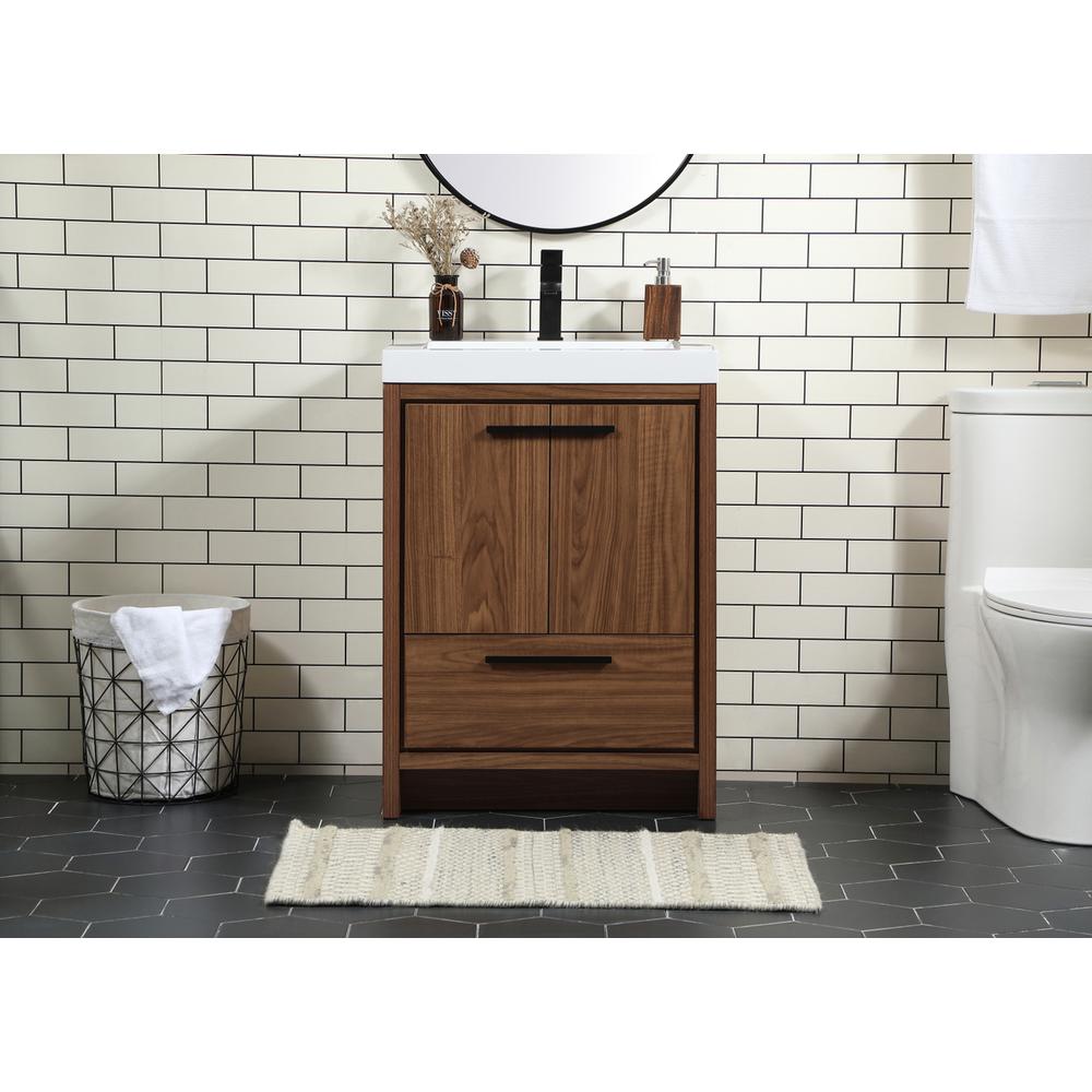 24 inch Single bathroom vanity in walnut brown. Picture 14