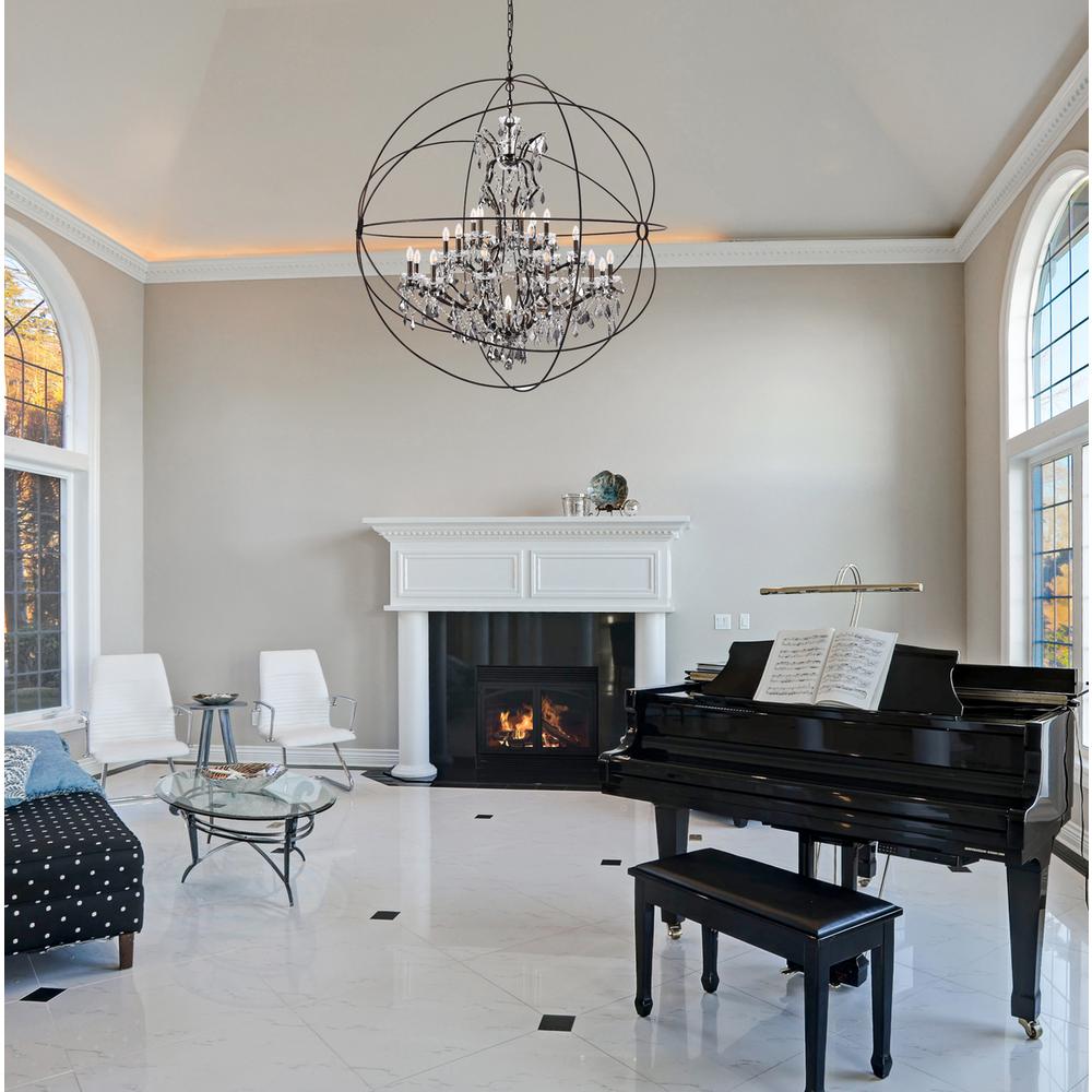 Geneva 25 light Dark Bronze Chandelier Silver Shade (Grey) Royal Cut crystal. Picture 9