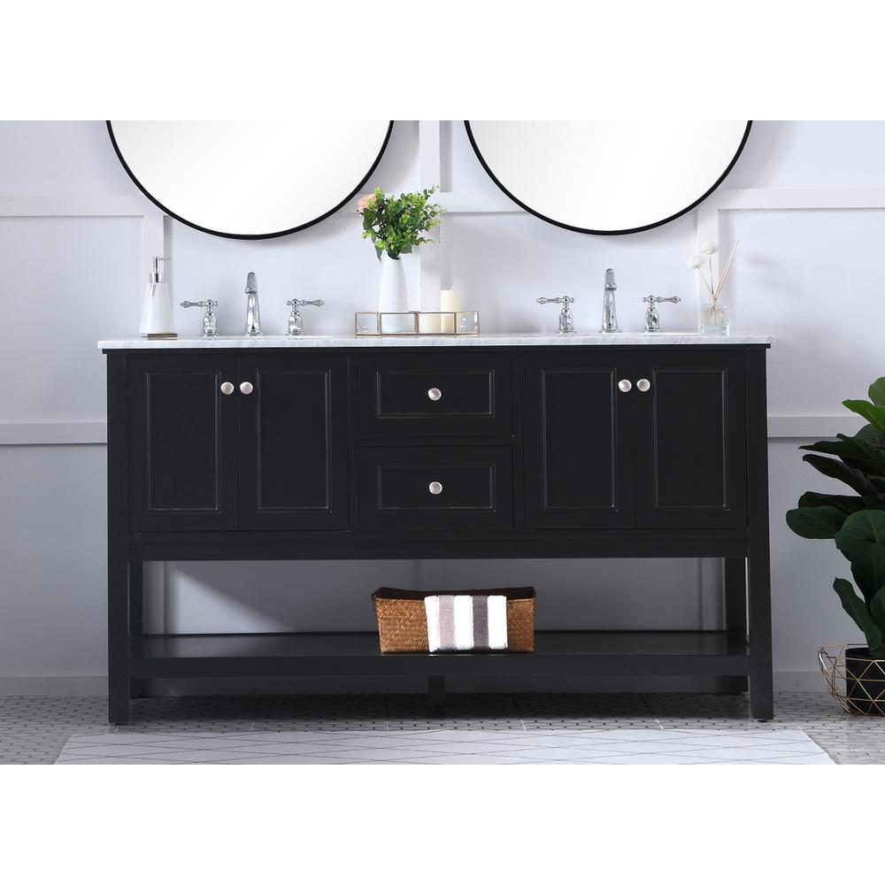 60 in. double sink bathroom vanity set in Black. Picture 14