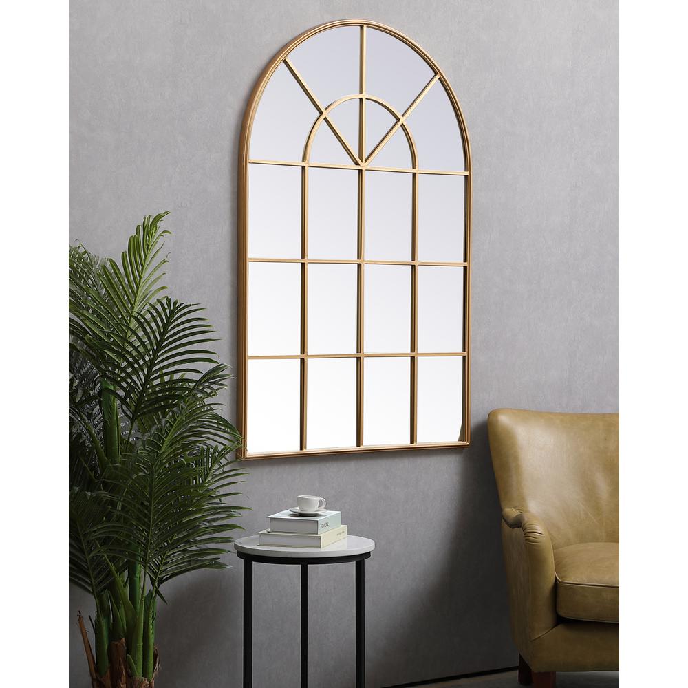 Metal windowpane mirror 36 inch x 53 inch in Brass. Picture 2
