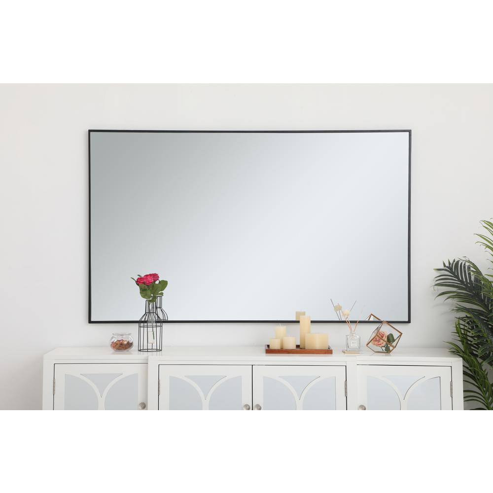 Metal frame rectangle mirror 36 inch in Black. Picture 5