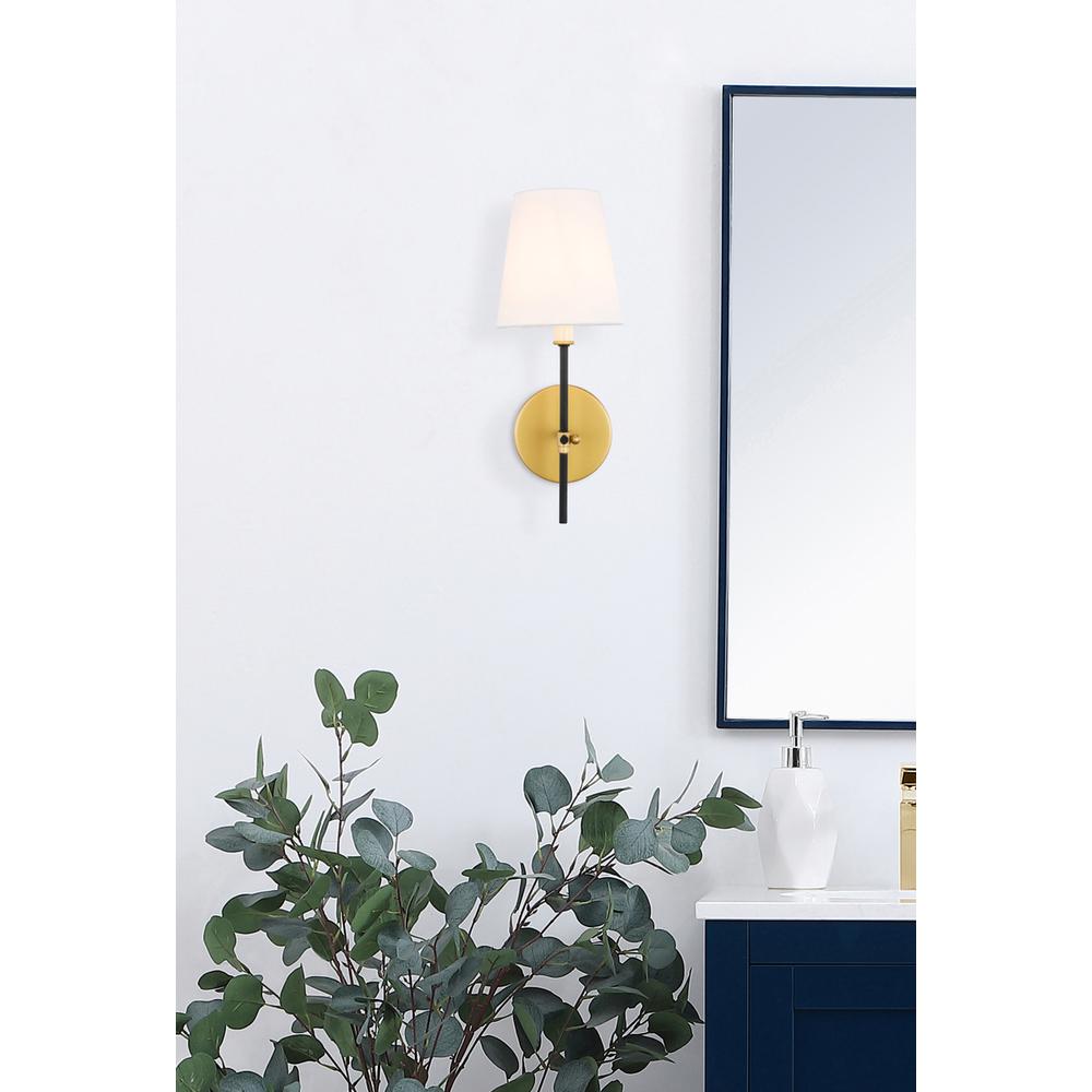 Mel 1 light Brass and Black and White shade wall sconce. Picture 13