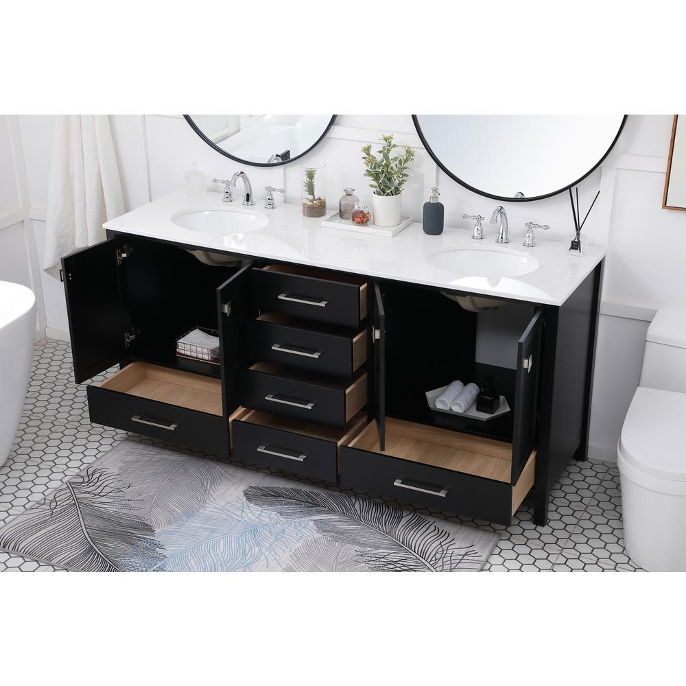 72 inch Double Bathroom Vanity in Black. Picture 3
