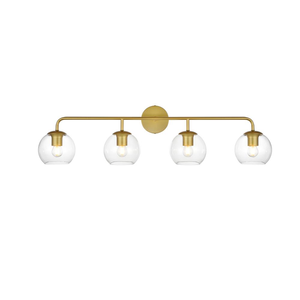 Genesis 4 light Brass and Clear Bath Sconce. Picture 1