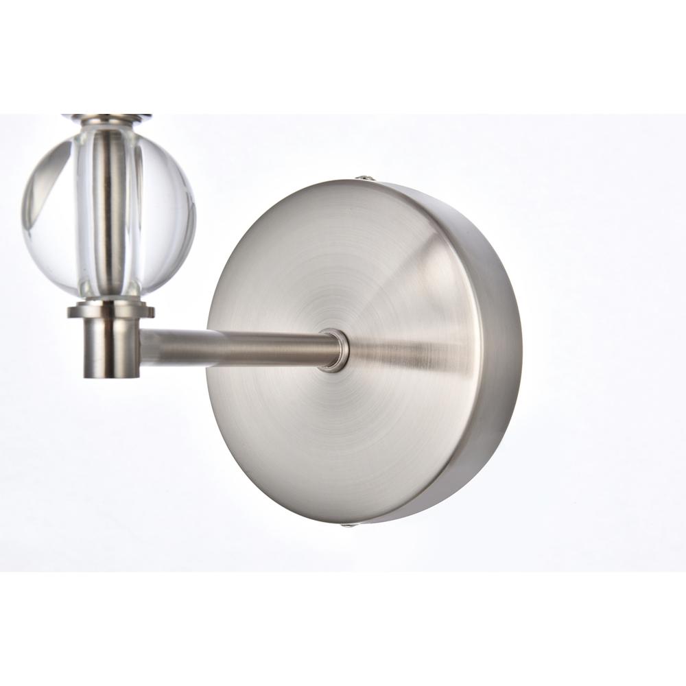 Bethany 1 light bath sconce in satin nickel with white fabric shade. Picture 3