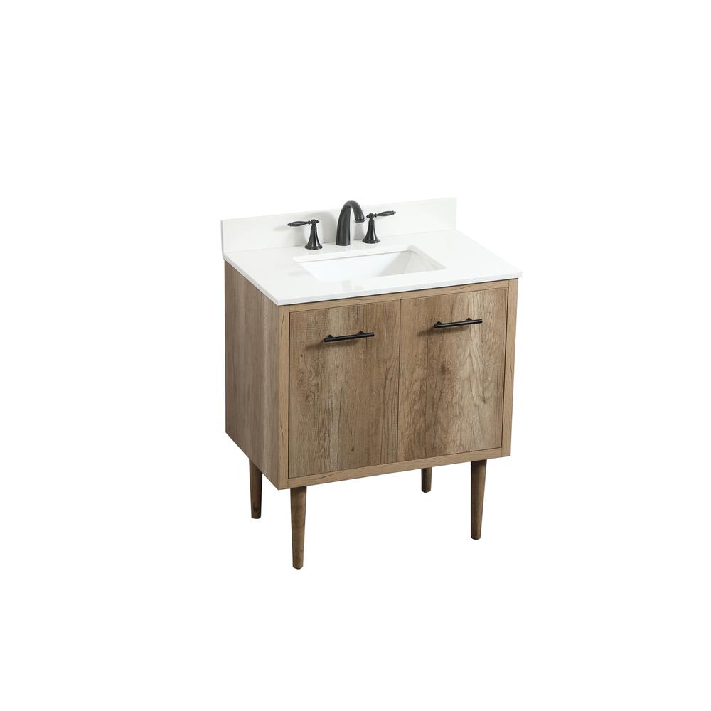 30 inch Single bathroom vanity in natural oak with backsplash. Picture 10