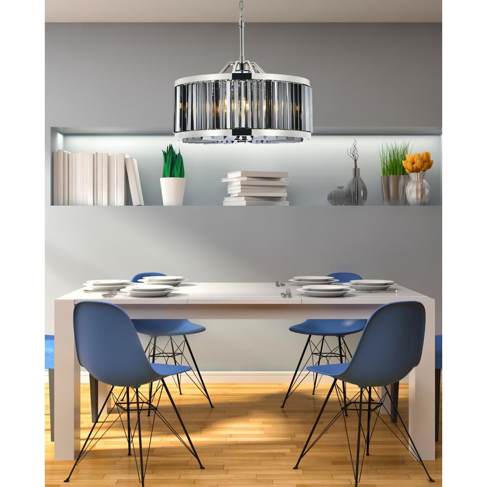 Chelsea 8 light polished nickel Chandelier Silver Shade (Grey) Royal Cut Crystal. Picture 8