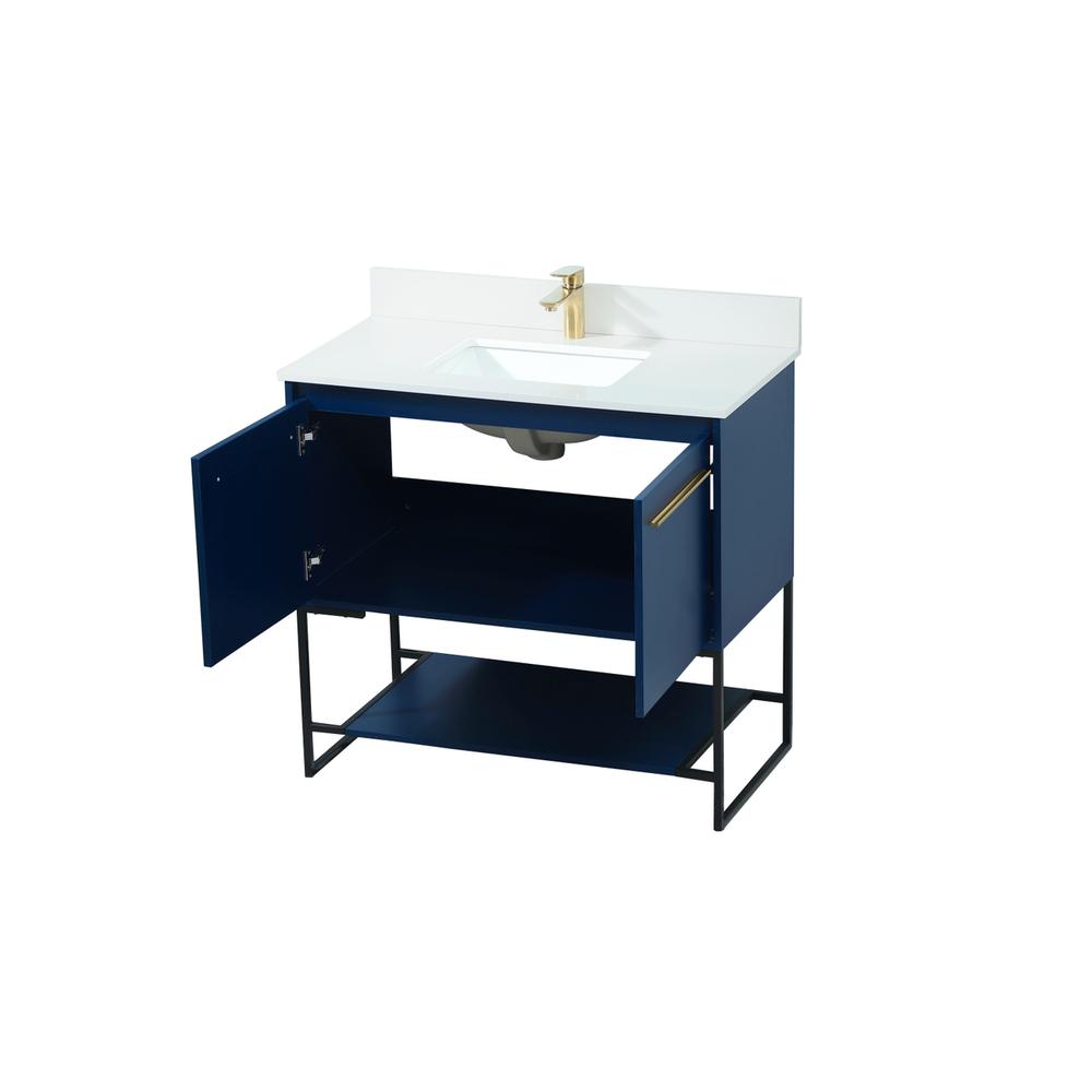 36 inch Single bathroom vanity in blue with backsplash. Picture 9