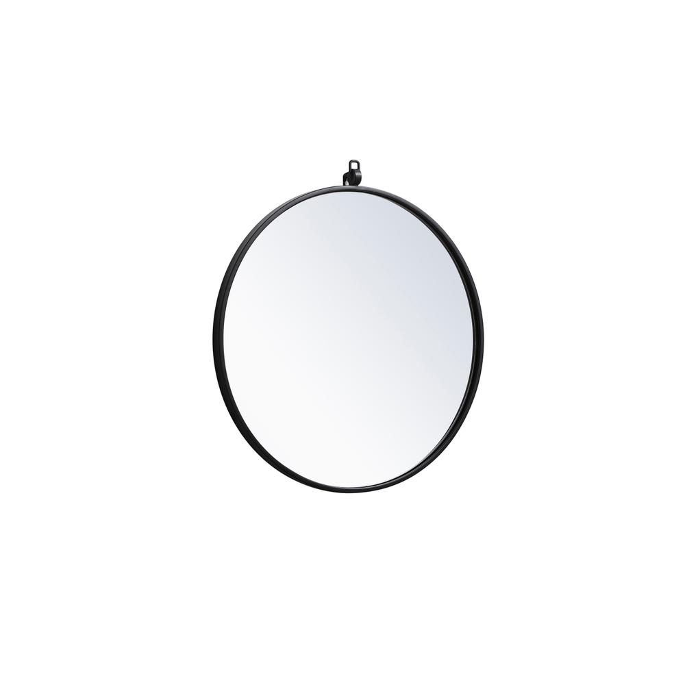Metal frame round mirror with decorative hook 21 inch in Black. Picture 5