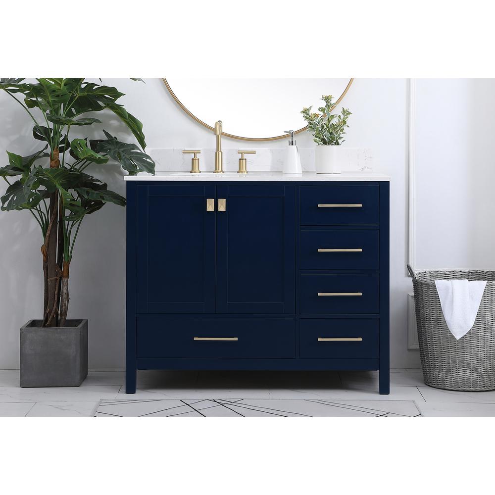 42 inch Single Bathroom Vanity in Blue with Backsplash. Picture 14