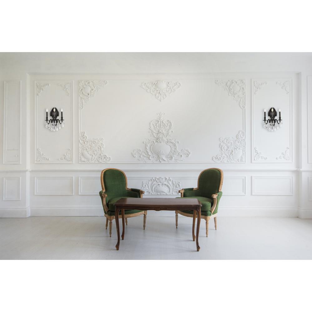 Monarch 3 light Dark Bronze Wall Sconce Clear Royal Cut Crystal. Picture 8