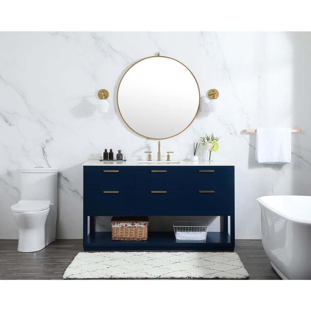 60 inch Single bathroom vanity in blue. Picture 4