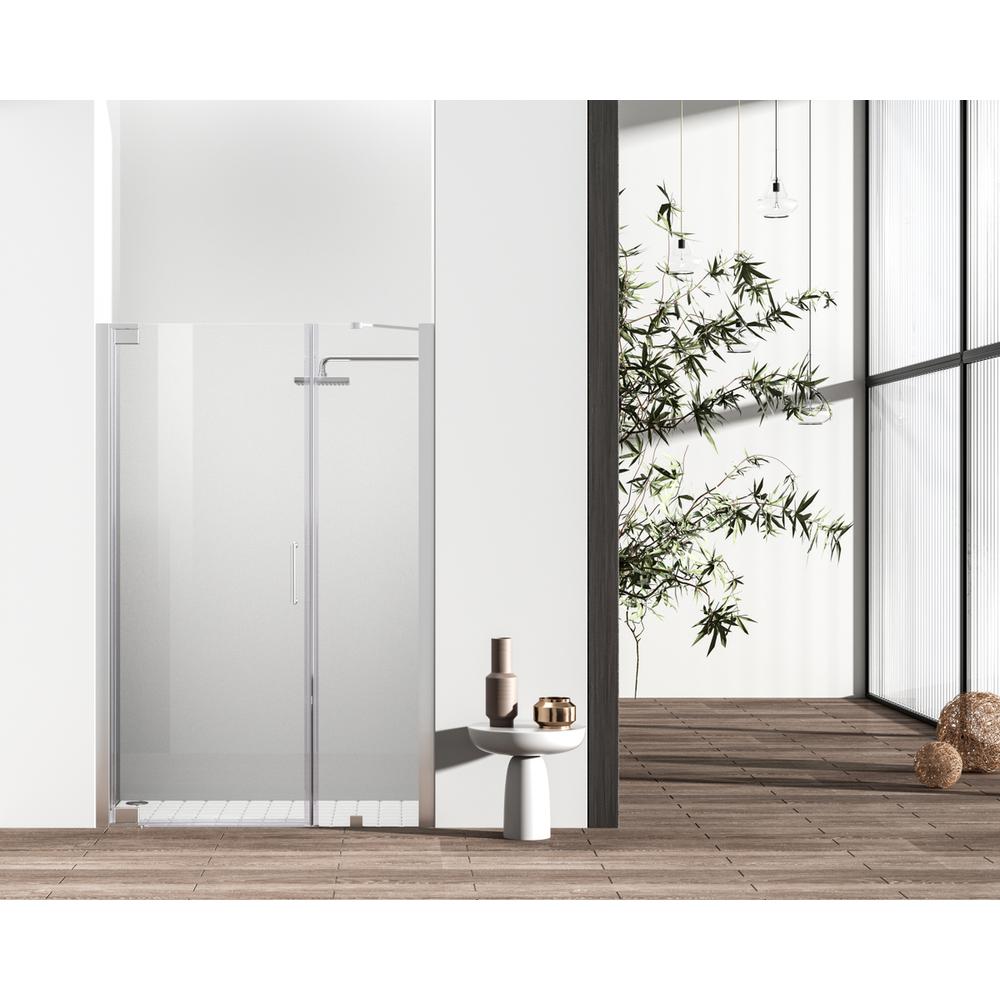 Semi-frameless hinged shower door 60 x 72 Polished Chrome. Picture 1