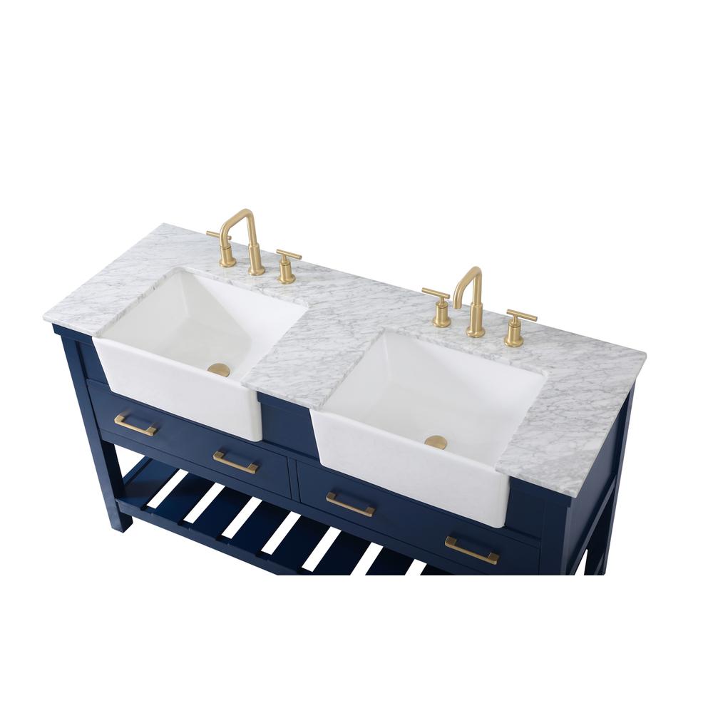 60 inch double bathroom vanity in blue. Picture 10