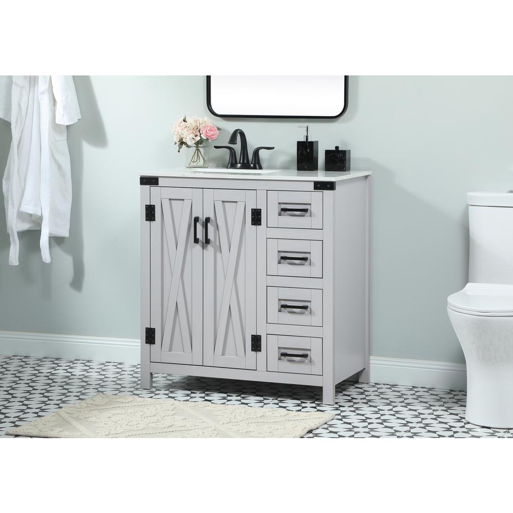 32 inch Single bathroom vanity in grey. Picture 2