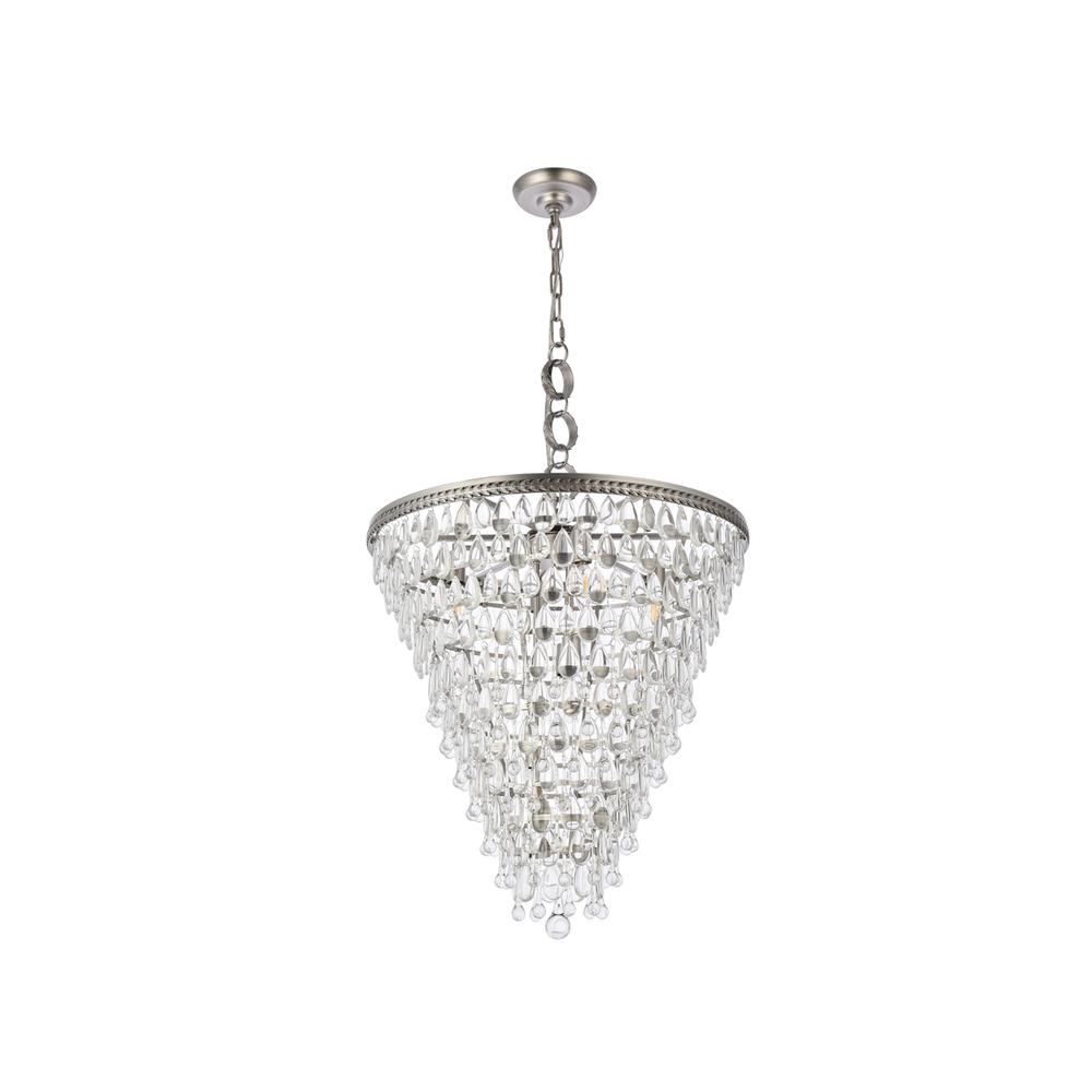 Nordic 7 light antique silver Chandelier Clear Royal Cut Crystal. Picture 6