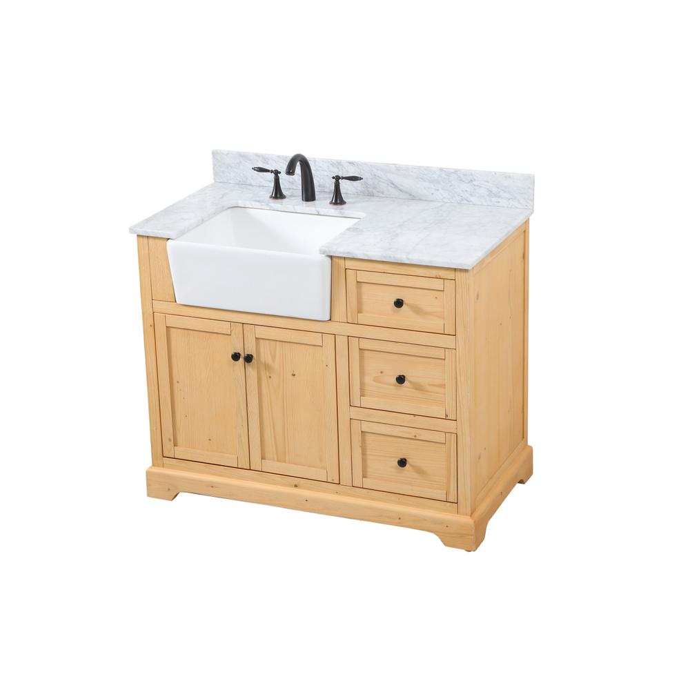42 inch Single bathroom vanity in natural wood with backsplash. Picture 8