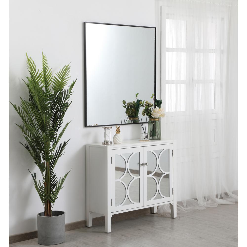 Metal frame rectangle mirror 36 inch in Black. Picture 8