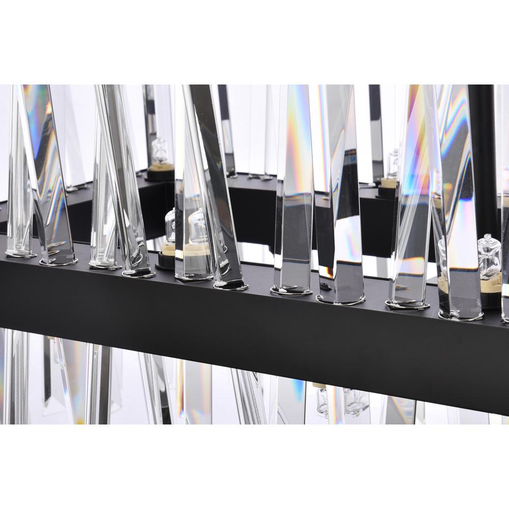 Serephina 30 inch crystal rectangle chandelier light in black. Picture 4