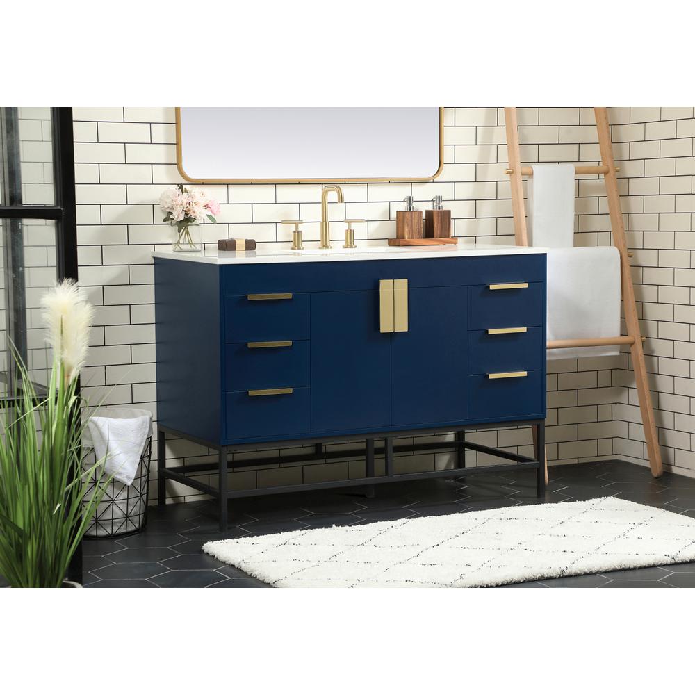 48 inch Single bathroom vanity in blue. Picture 2
