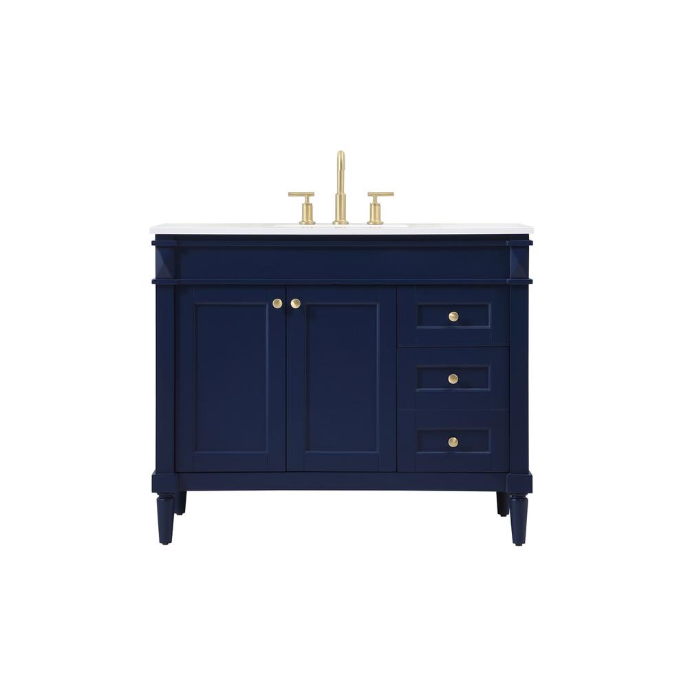 42 inch Single bathroom vanity in blue. Picture 1