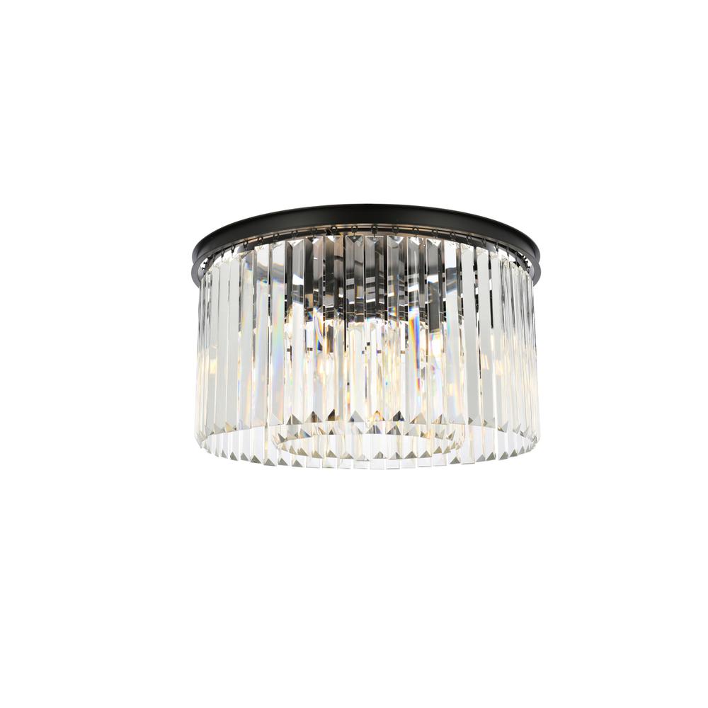 Sydney 8 light Matte Black Flush Mount Clear Royal Cut Crystal. Picture 1