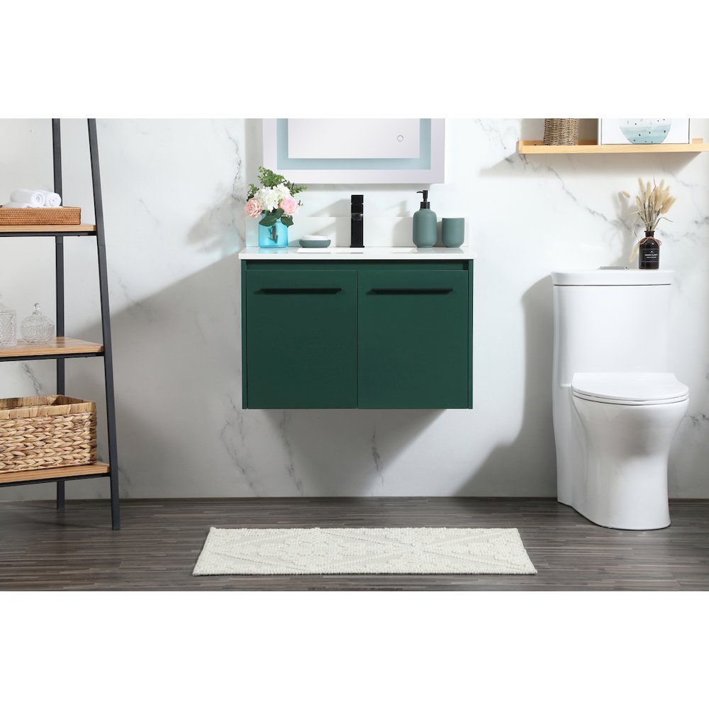 30 Inch Single Bathroom Vanity In Green With Backsplash. Picture 2