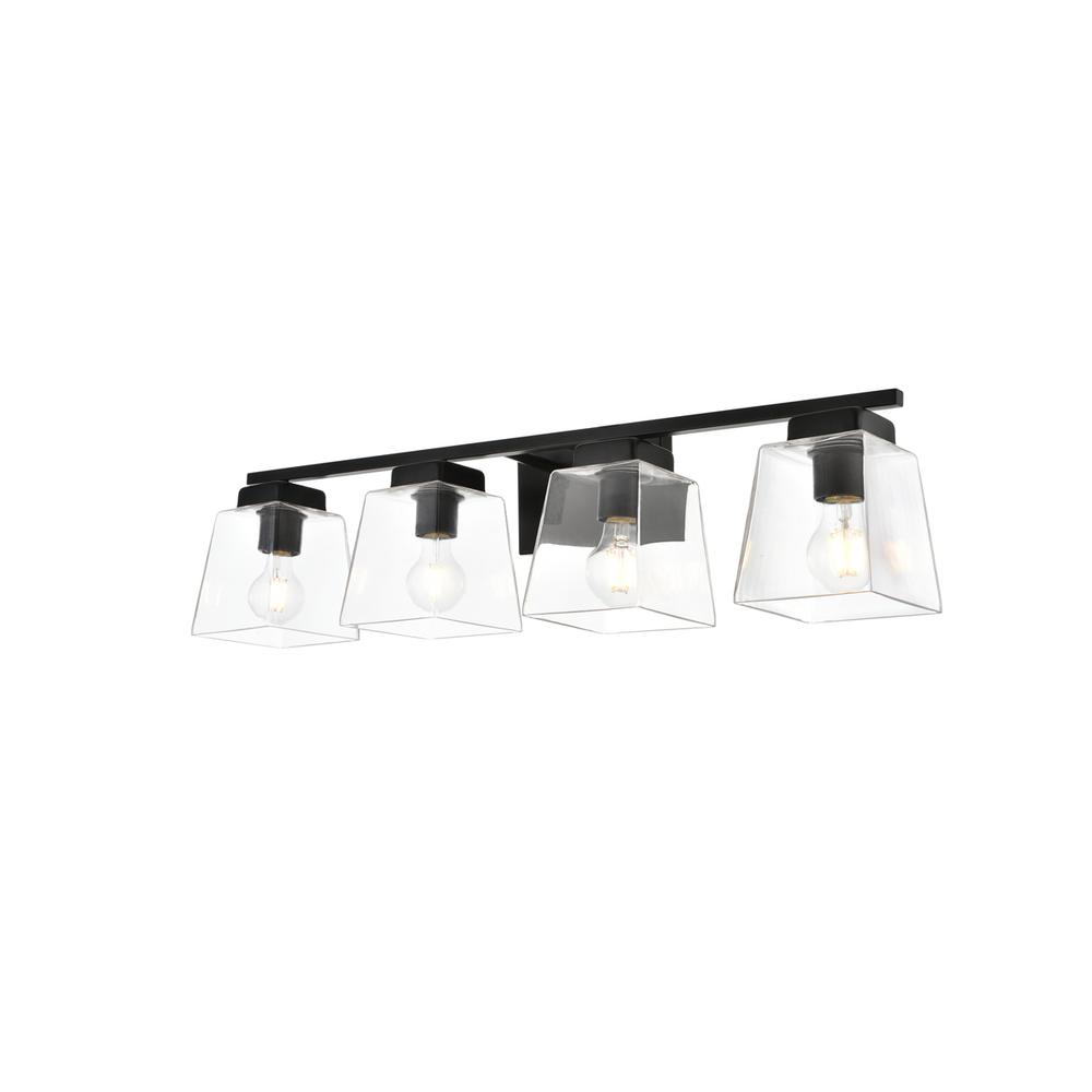 Merrick 4 light Black and Clear Bath Sconce. Picture 2