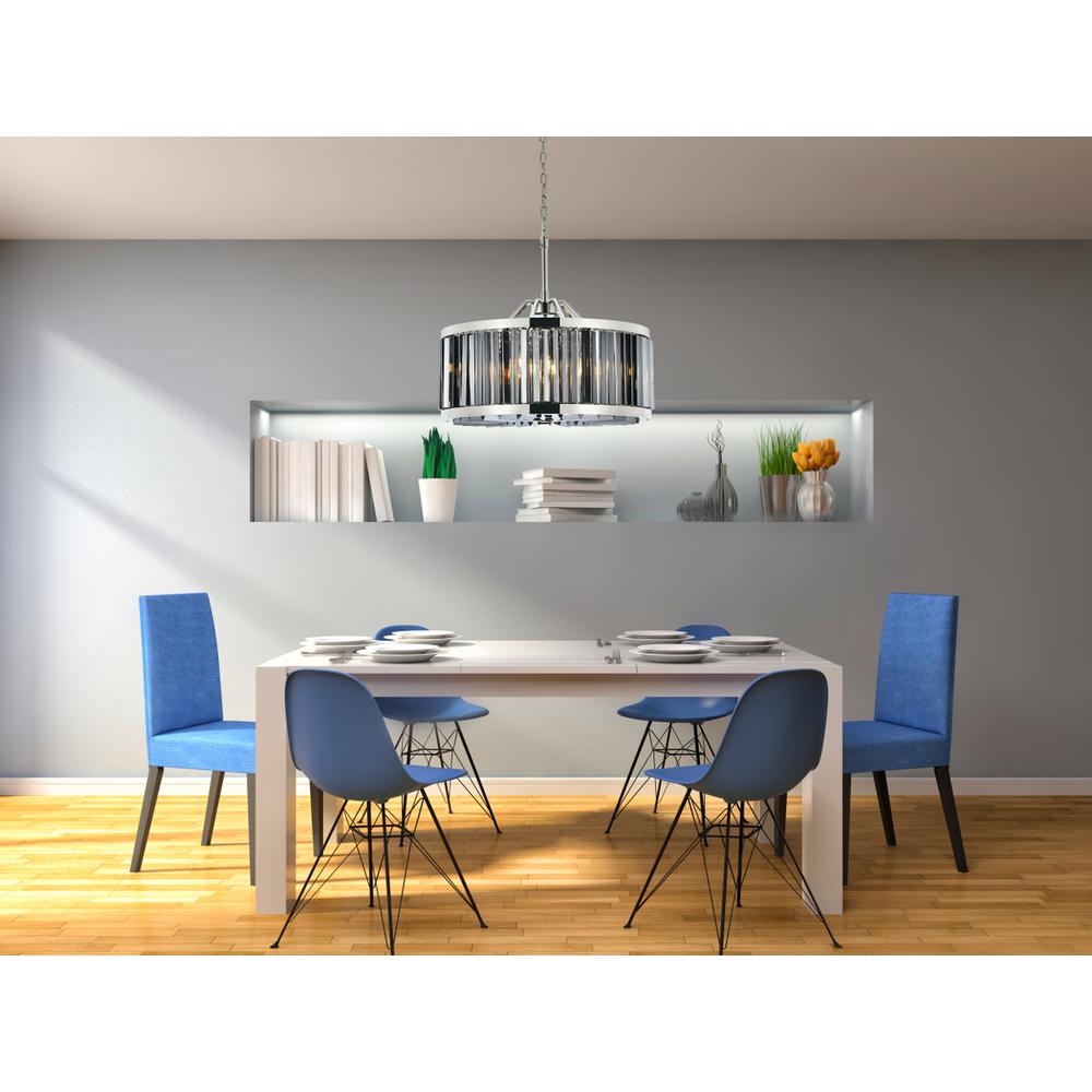 Chelsea 8 light polished nickel Chandelier Silver Shade (Grey) Royal Cut Crystal. Picture 7