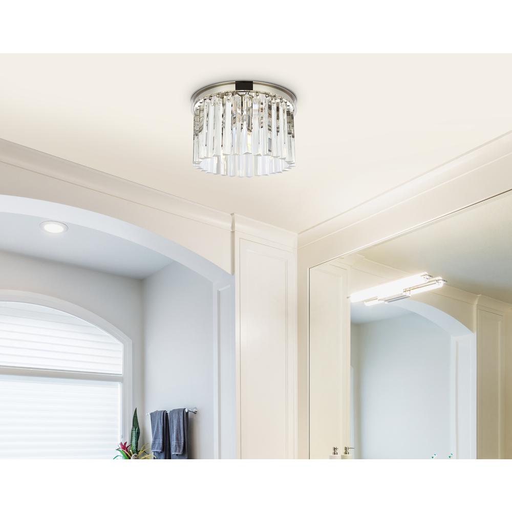 Sydney 3 light polished nickel Flush Mount Clear Royal Cut Crystal. Picture 8
