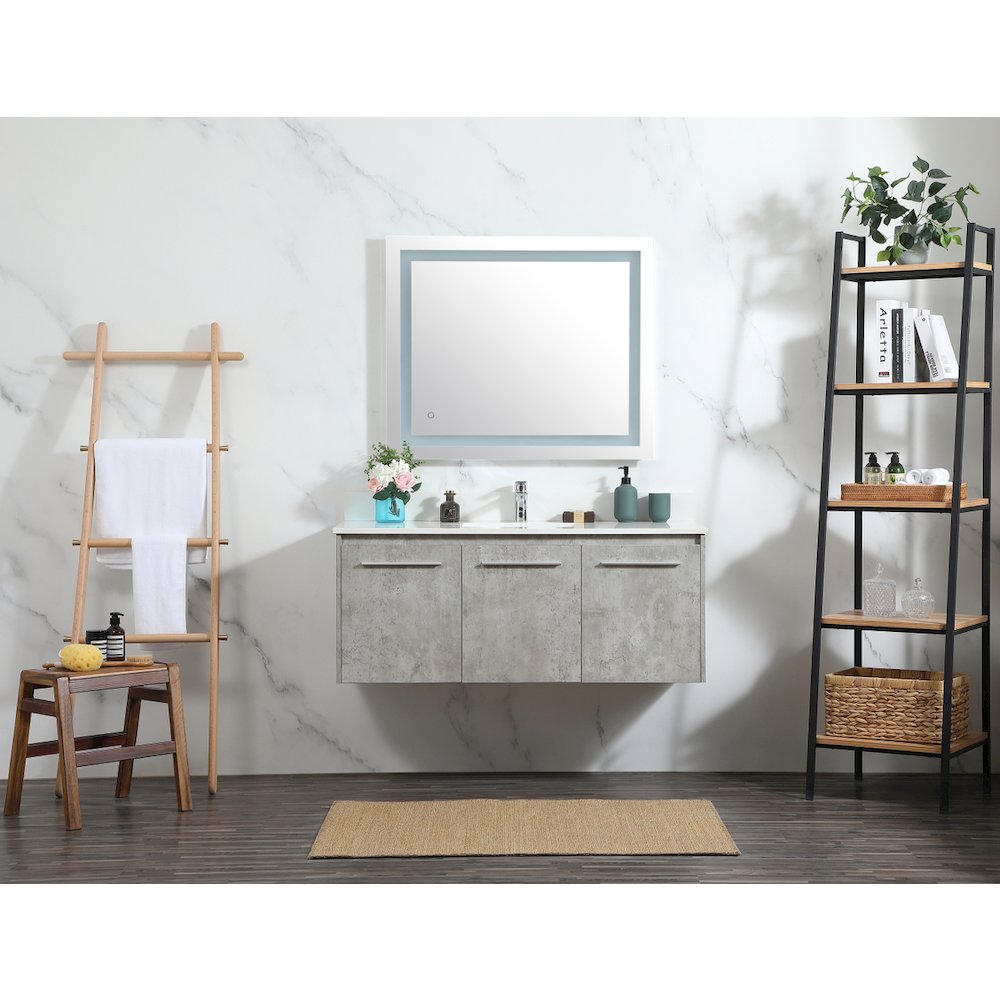48 Inch Single Bathroom Vanity In Concrete Grey With Backsplash. Picture 5