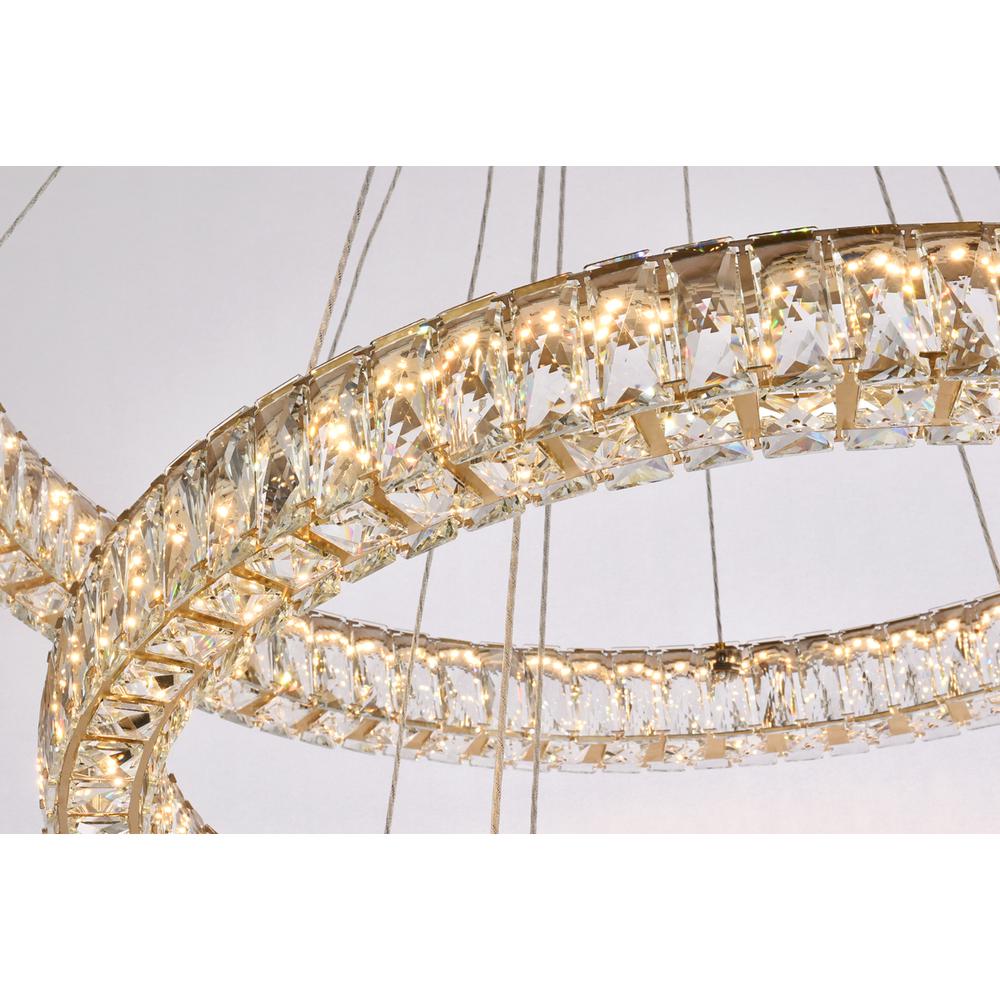 Monroe 41 inch LED triple ring chandelier in gold. Picture 4